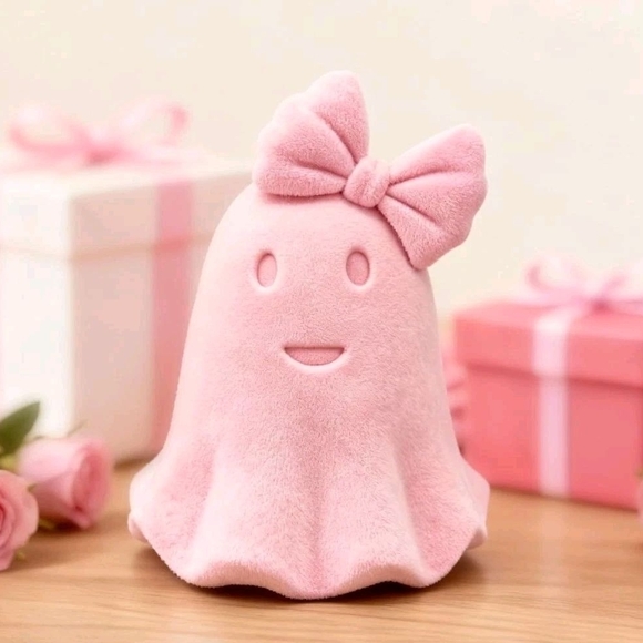 BeePeep Other - Cute Pink Ghost Ceramic Statues with Flocked Surface